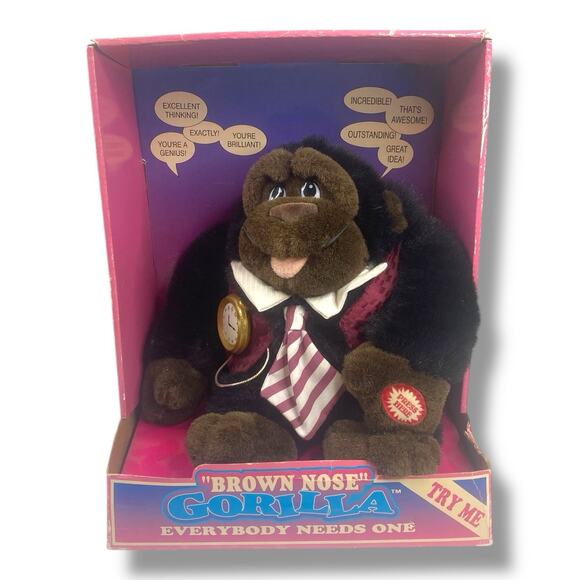 DANDEE Brown Nose Gorilla Talking Plush Vintage 1995 Tested & Working w/Box - Picture 1 of 6